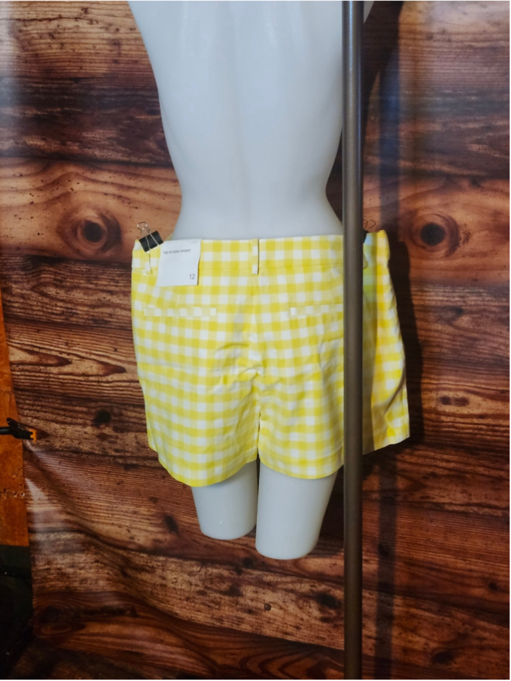 Women's LOFT The Riviera Shorts Size 12 Yellow White Gingham NWT - Picture 3 of 5